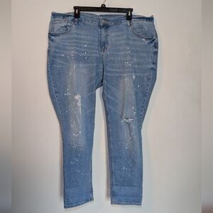 Old Navy High Rise Skinny Jeans Bleach Splatter Boyfriend Women's Size 18